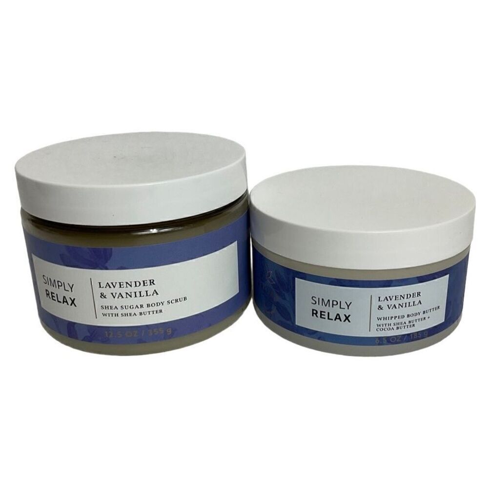 Bath and Body Works LAVENDER & VANILLA Sugar Body Scrub & Body Butter 2 pc Set